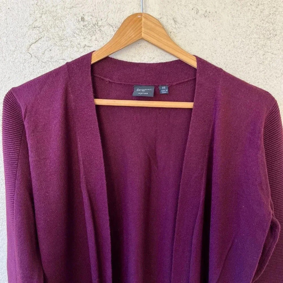 Devotion by Cyrus Open Knit Cardigan Purple Plum Size XS - Picture 2 of 7